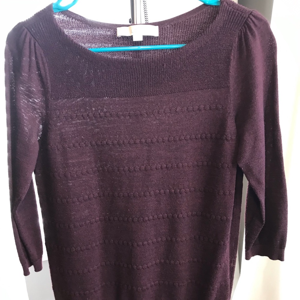 Loft 3/4 sleeve sweater, dotted, medium petite